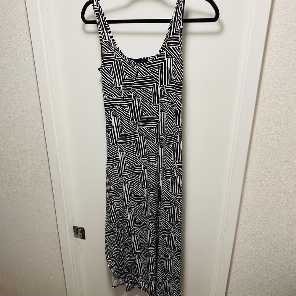 A-Line Hawaii Black & White Geometric Print Dress